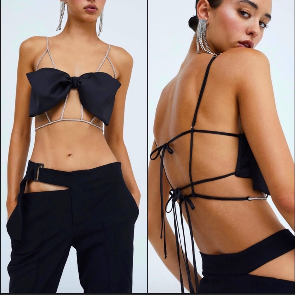 For Love and Lemons Martina Bow Bustier Bra Top NWOT